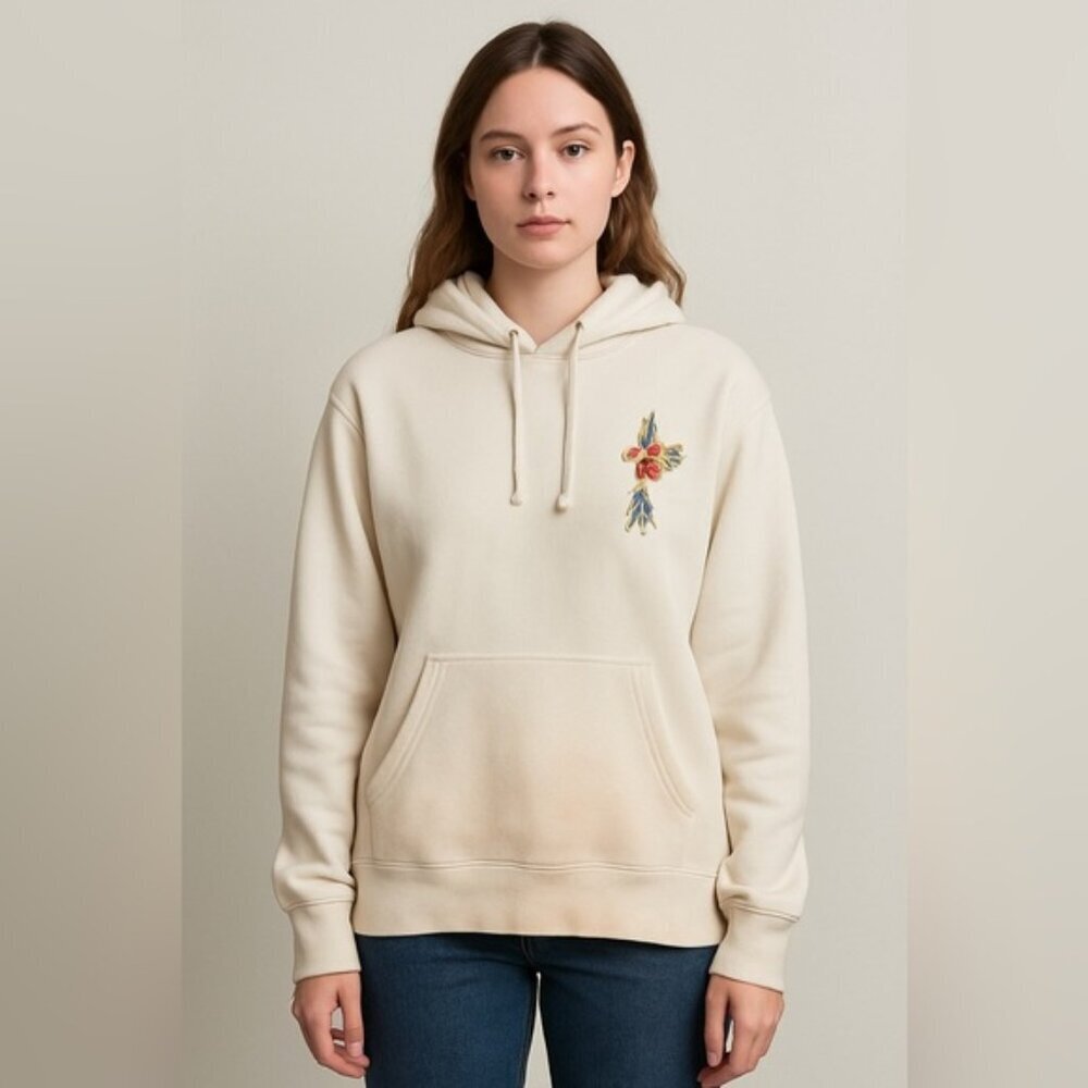 Little Moon Embroidered Parrot Hoodie White Size S